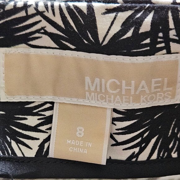 Michael Kors Black/White Palm Print Wrap Front Skort w/Front Pockets Size 8 - Picture 7 of 11